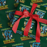 Funny I Survived 67 Days Of School Wrapping Paper Roll Six Seven Meme Pixel Game Gen Alpha - Wonder Print Shop