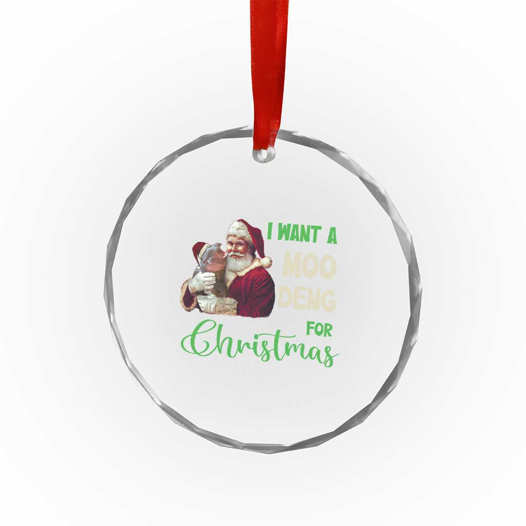 Funny I Want A Moo Deng For Xmas Crystal Glass Ornament TS09