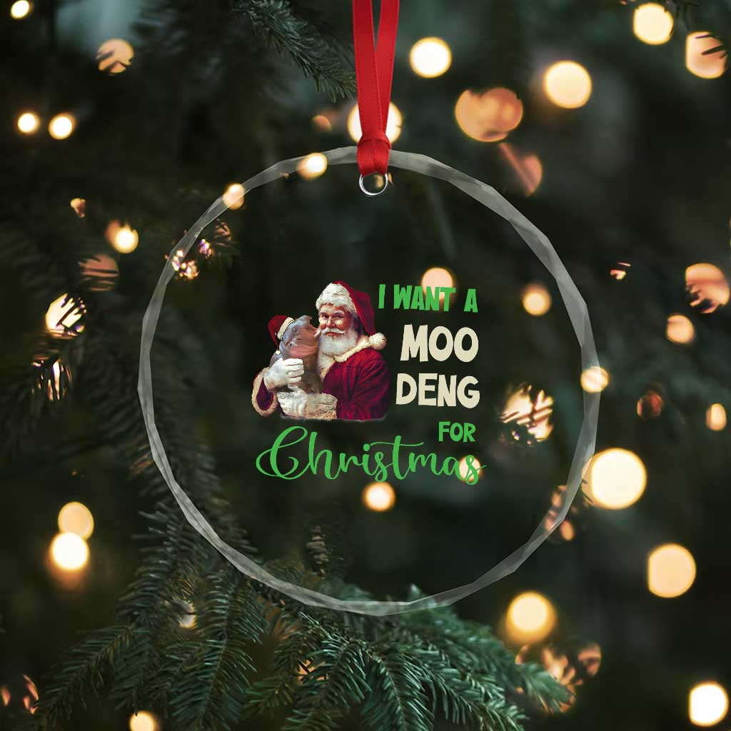 Funny I Want A Moo Deng For Xmas Crystal Glass Ornament TS09