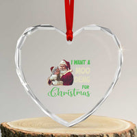 Funny I Want A Moo Deng For Xmas Heart Crystal Glass Ornament - Wonder Print Shop