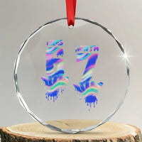 Funny I Was 6 Now I Am 7 Crystal Glass Ornament Iridescent Effect Printed Kids Birthday - Wonder Print Shop