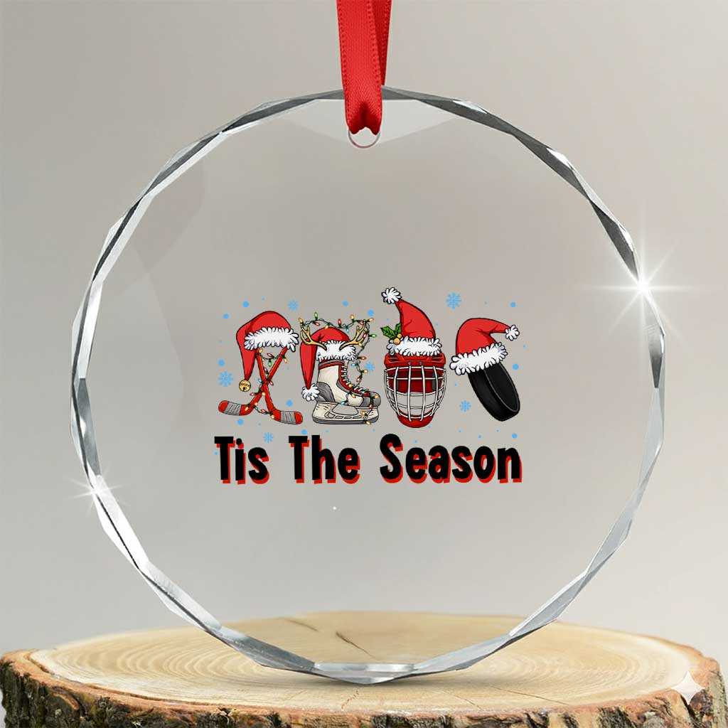 Funny Ice Hockey Christmas Gift Crystal Glass Ornament Tis The Season - Wonder Print Shop