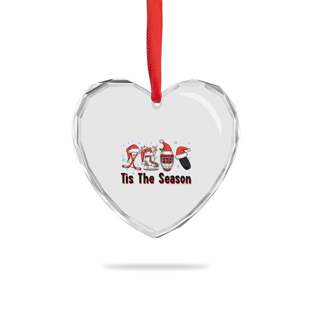 Funny Ice Hockey Christmas Gift Heart Crystal Glass Ornament Tis The Season - Wonder Print Shop