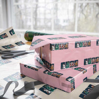 Funny Ice Hockey Christmas Gift Wrapping Paper Roll Santa Snowman And Gingerbread Playing Together - Wonder Print Shop