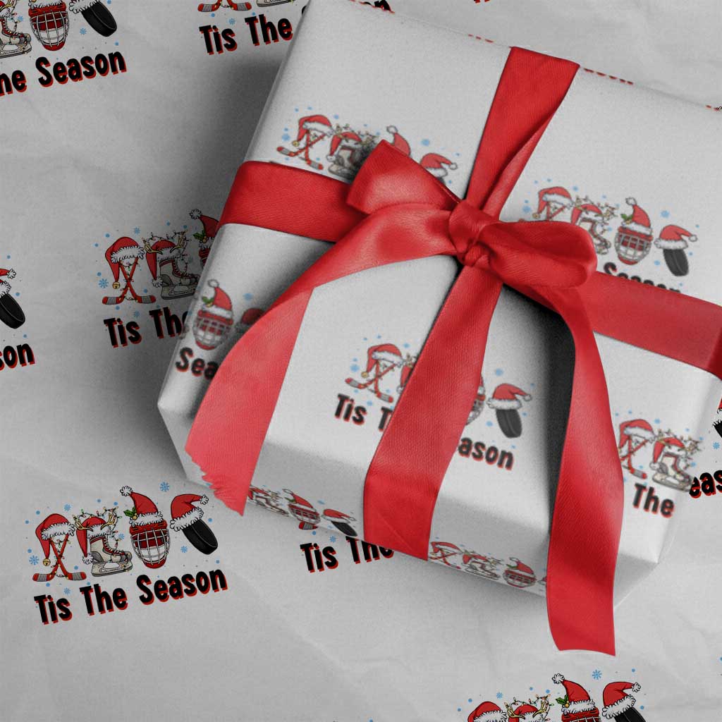 Funny Ice Hockey Christmas Gift Wrapping Paper Roll Tis The Season - Wonder Print Shop