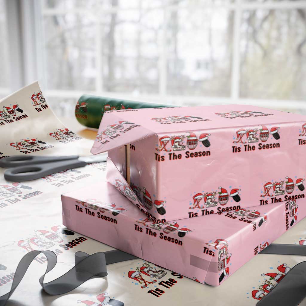 Funny Ice Hockey Christmas Gift Wrapping Paper Roll Tis The Season - Wonder Print Shop