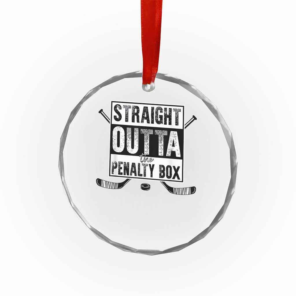 Funny Ice Hockey Crystal Glass Ornament Straight Outta The Penalty Box Vintage Ice Hockey Sticks TS11