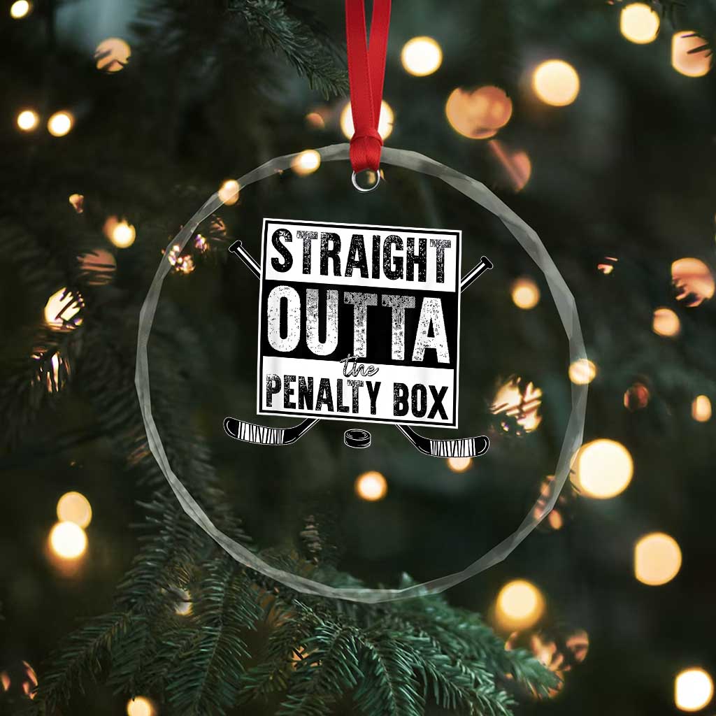 Funny Ice Hockey Crystal Glass Ornament Straight Outta The Penalty Box Vintage Ice Hockey Sticks TS11