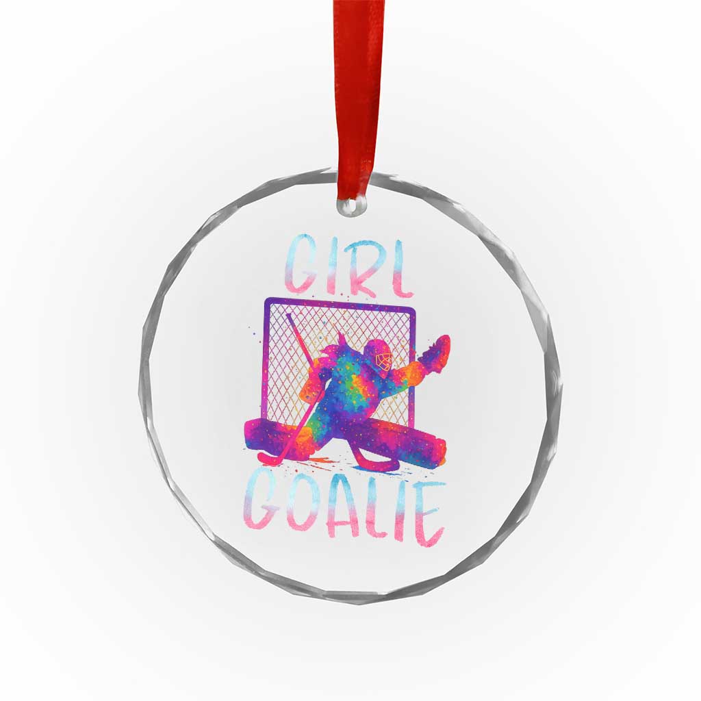 Funny Ice Hockey Girl Goalie Splatter Art Crystal Glass Ornament Gift For Women - Wonder Print Shop