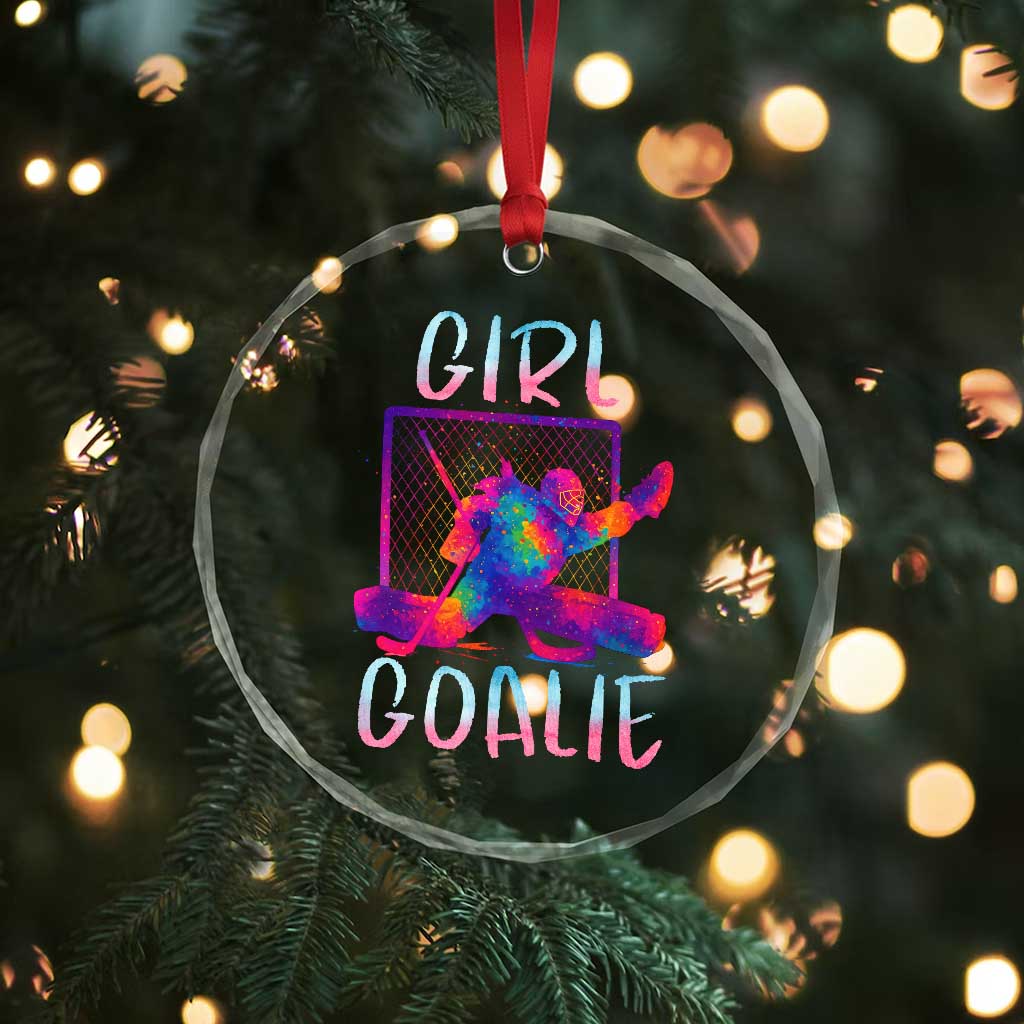 Funny Ice Hockey Girl Goalie Splatter Art Crystal Glass Ornament Gift For Women - Wonder Print Shop
