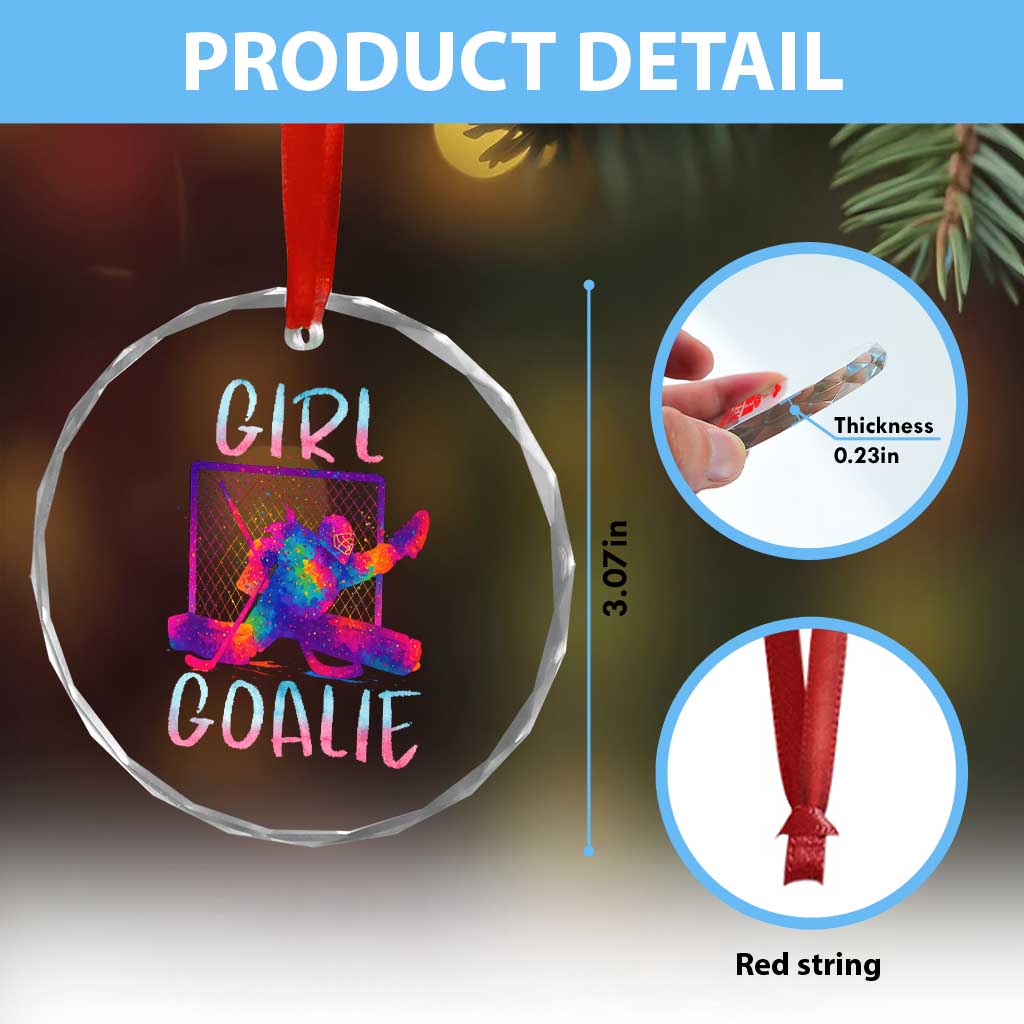 Funny Ice Hockey Girl Goalie Splatter Art Crystal Glass Ornament Gift For Women - Wonder Print Shop