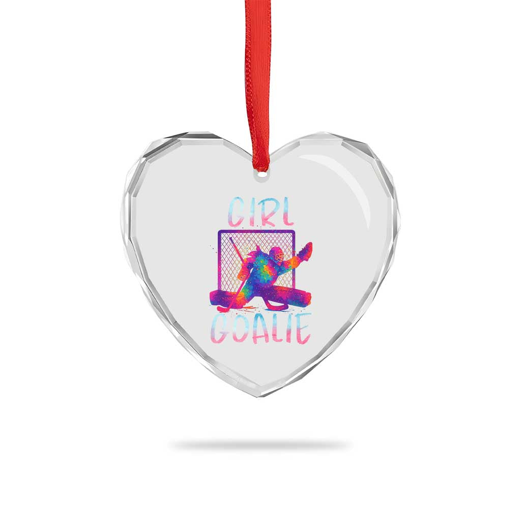 Funny Ice Hockey Girl Goalie Splatter Art Heart Crystal Glass Ornament Gift For Women - Wonder Print Shop