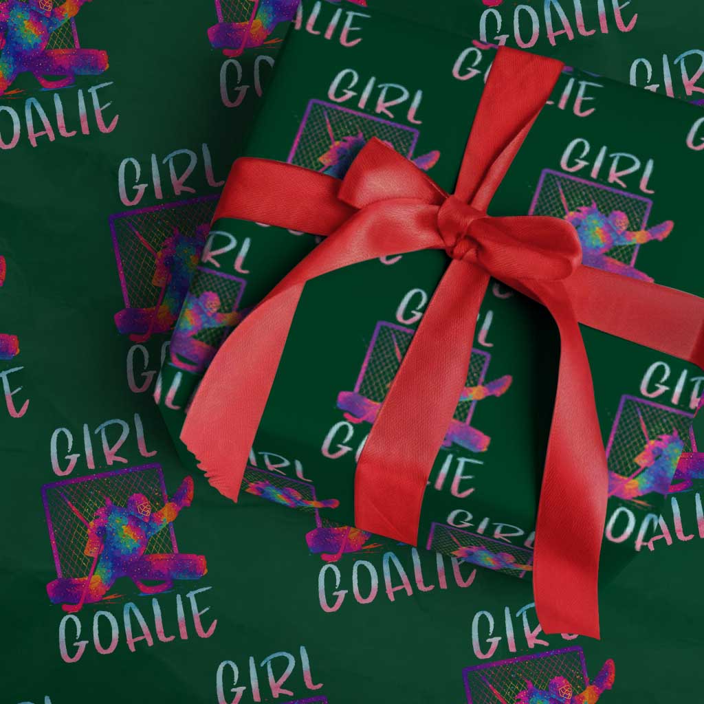 Funny Ice Hockey Girl Goalie Splatter Art Wrapping Paper Roll Gift For Women - Wonder Print Shop