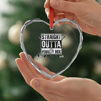 Funny Ice Hockey Heart Crystal Glass Ornament Straight Outta The Penalty Box Vintage Ice Hockey Sticks - Wonder Print Shop