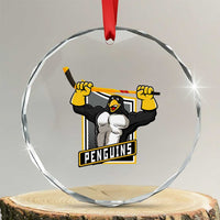 Funny Ice Hockey Player Gift Crystal Glass Ornament Penguin Power - Wonder Print Shop