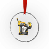 Funny Ice Hockey Player Gift Crystal Glass Ornament Penguin Power - Wonder Print Shop