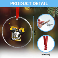 Funny Ice Hockey Player Gift Crystal Glass Ornament Penguin Power - Wonder Print Shop