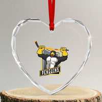 Funny Ice Hockey Player Gift Heart Crystal Glass Ornament Penguin Power - Wonder Print Shop