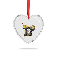 Funny Ice Hockey Player Gift Heart Crystal Glass Ornament Penguin Power - Wonder Print Shop