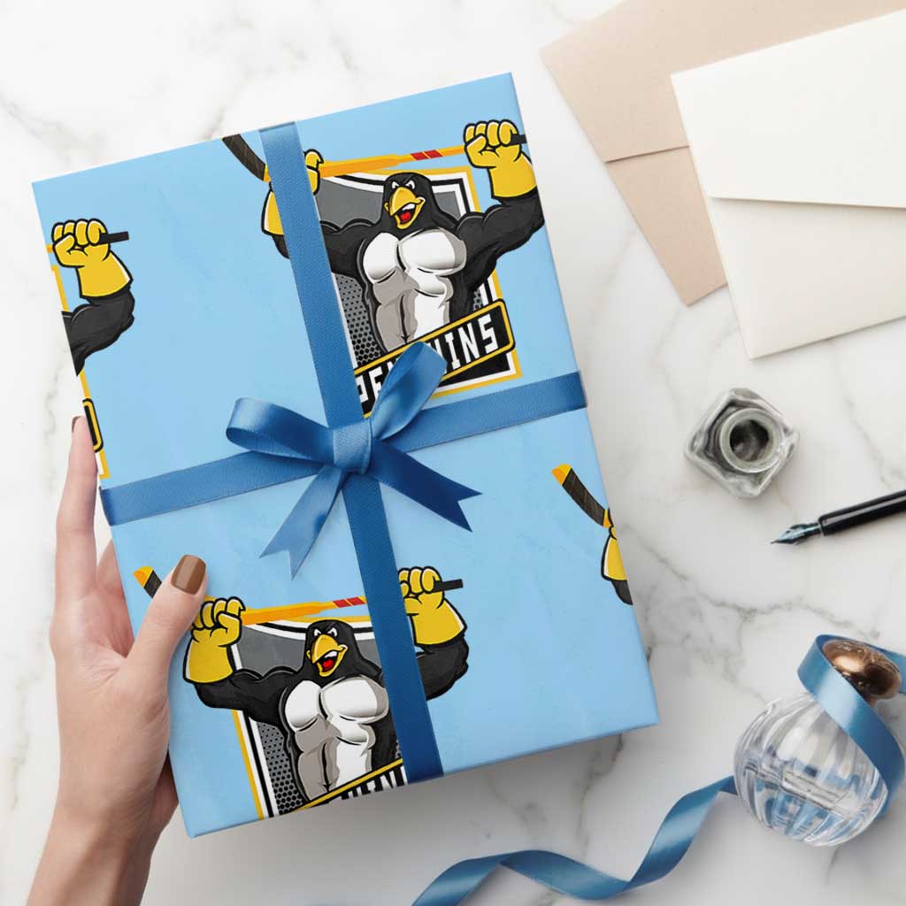 Funny Ice Hockey Player Gift Wrapping Paper Roll Penguin Power - Wonder Print Shop