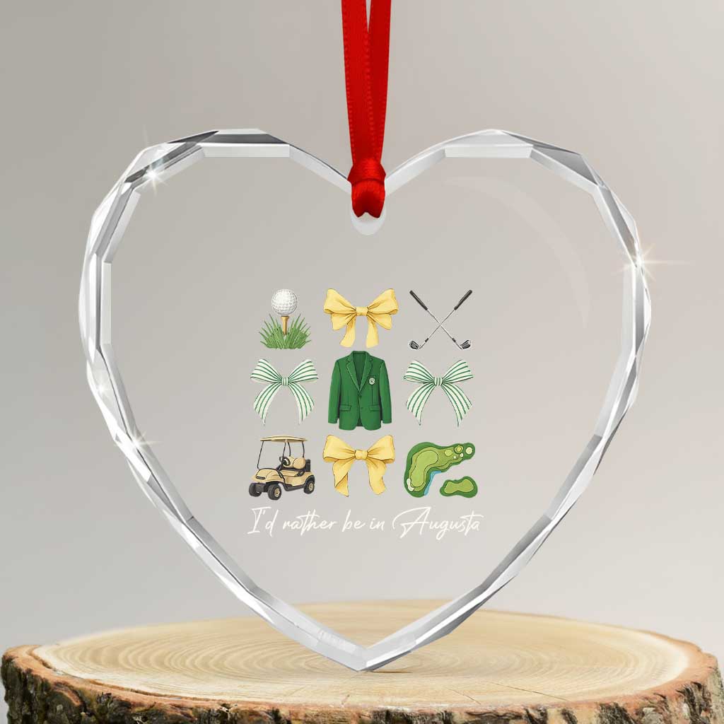 Funny Id Rather Be In Augusta Coquette Golfer Heart Crystal Glass Ornament Georgia Golf Traditions Golfing Fan Aesthetic