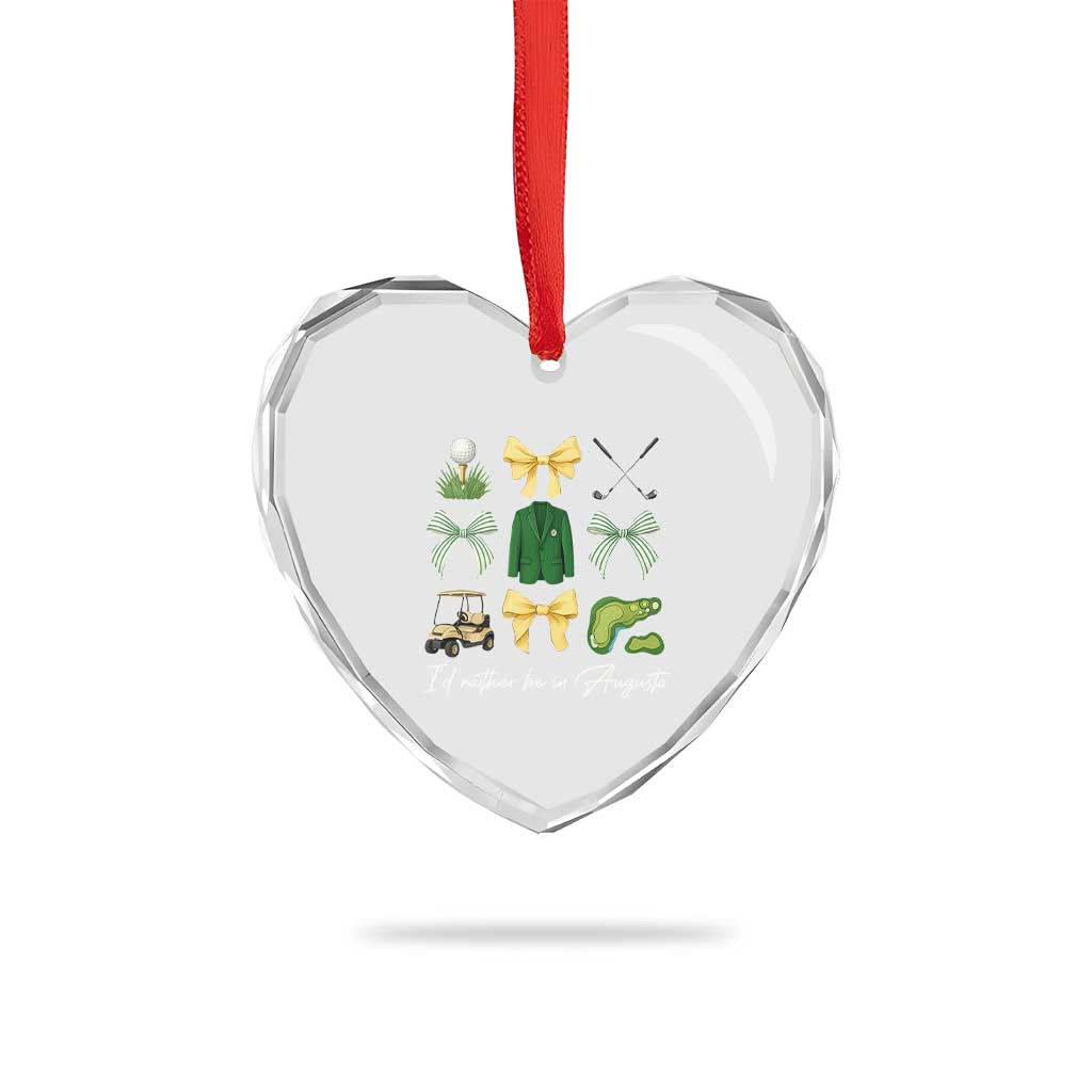 Funny Id Rather Be In Augusta Coquette Golfer Heart Crystal Glass Ornament Georgia Golf Traditions Golfing Fan Aesthetic