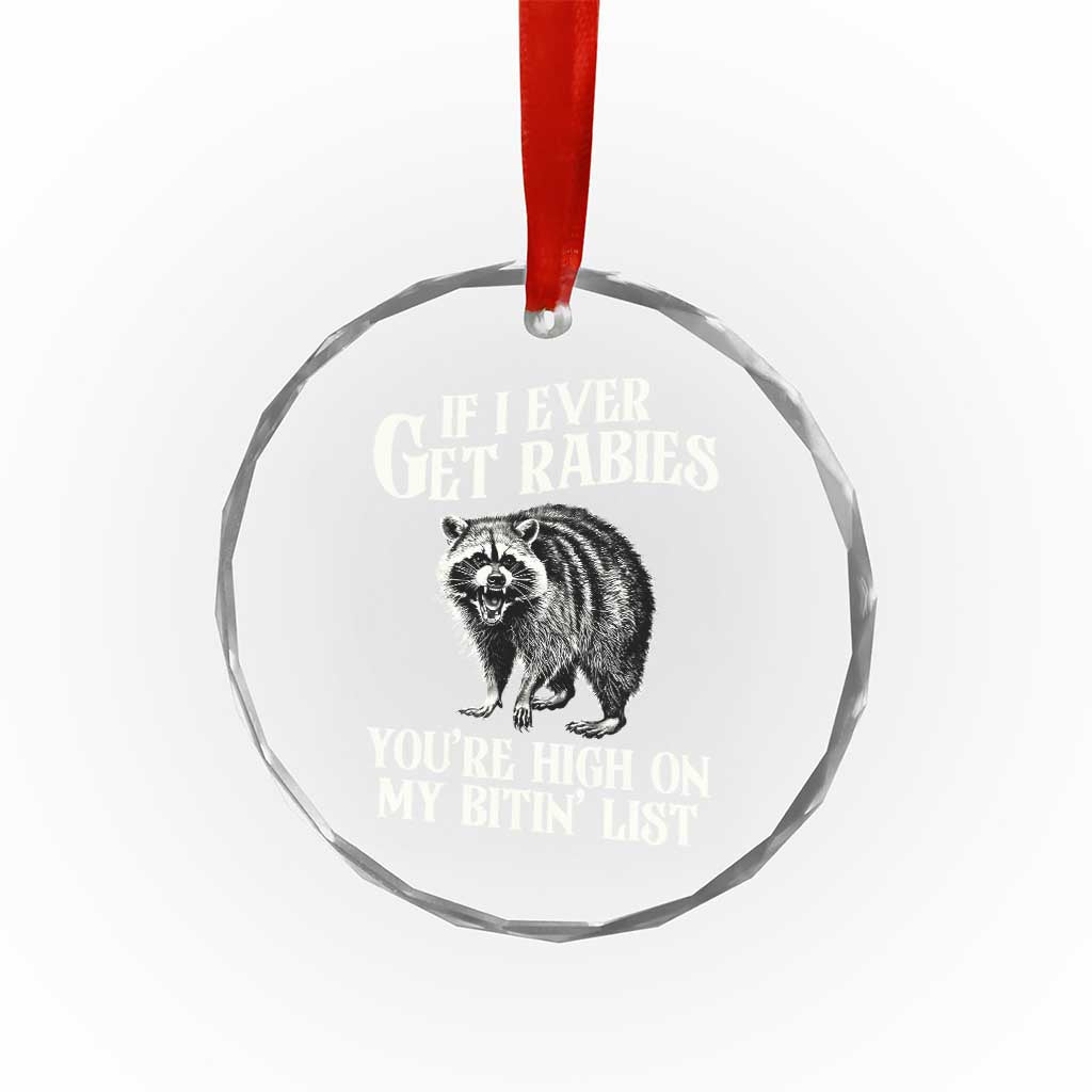 Funny If I Ever Get Rabies You're High On My Bitin' List Racoon Crystal Glass Ornament - Wonder Print Shop