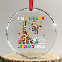 Funny I'm Autistic I See The World Form Different Angle Crystal Glass Ornament Puzzle Giraffe