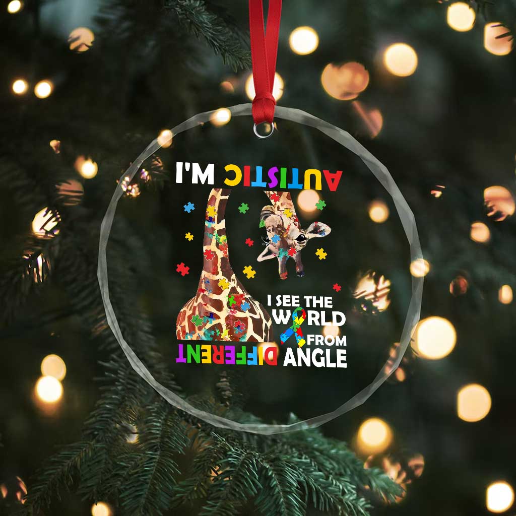 Funny I'm Autistic I See The World Form Different Angle Crystal Glass Ornament Puzzle Giraffe