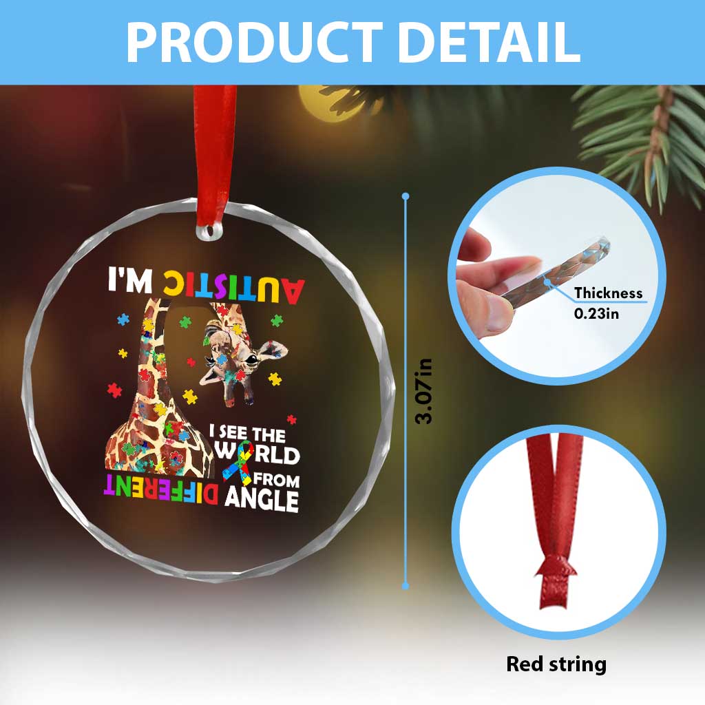 Funny I'm Autistic I See The World Form Different Angle Crystal Glass Ornament Puzzle Giraffe