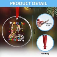 Funny I'm Autistic I See The World Form Different Angle Crystal Glass Ornament Puzzle Giraffe