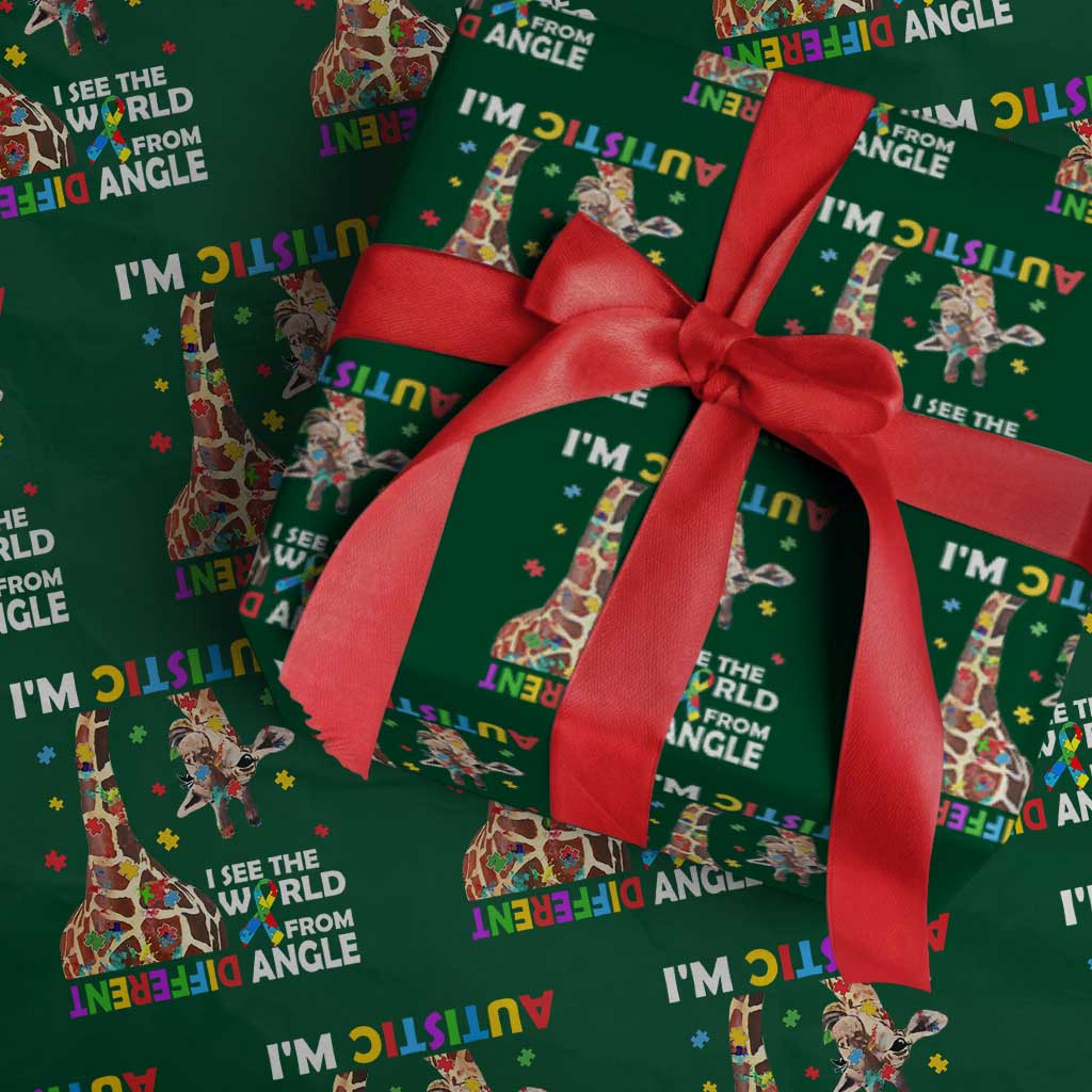 Funny I'm Autistic I See The World Form Different Angle Wrapping Paper Roll Puzzle Giraffe