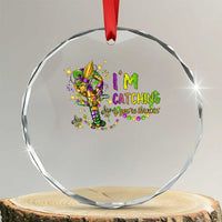 Funny I'm Catchin' If You're Throwin' Mardi Gras Crystal Glass Ornament Crawfish Beads Fleur De Lys