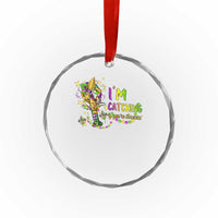 Funny I'm Catchin' If You're Throwin' Mardi Gras Crystal Glass Ornament Crawfish Beads Fleur De Lys
