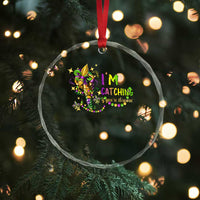 Funny I'm Catchin' If You're Throwin' Mardi Gras Crystal Glass Ornament Crawfish Beads Fleur De Lys