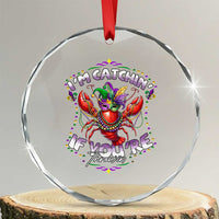 Funny I'm Catchin' If You're Throwin' Mardi Gras Crystal Glass Ornament Crawfish Beads Jester Hat