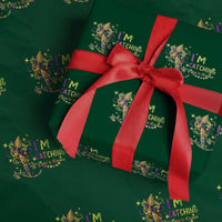 Funny I'm Catchin' If You're Throwin' Mardi Gras Wrapping Paper Roll Crawfish Beads Fleur De Lys