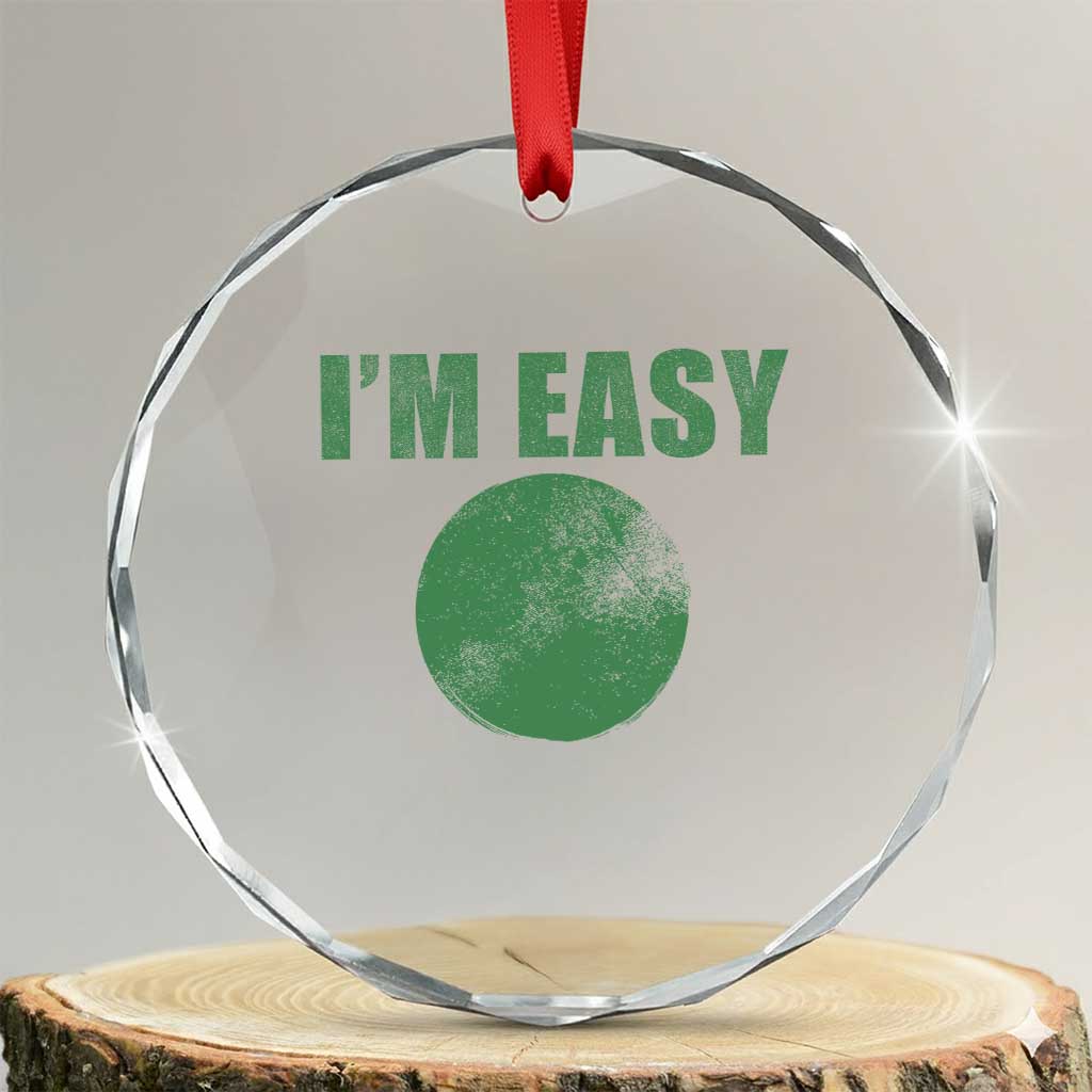 Funny I'm Easy Snowboard Ski Crystal Glass Ornament Green Circle Retro Mountain Sign - Wonder Print Shop