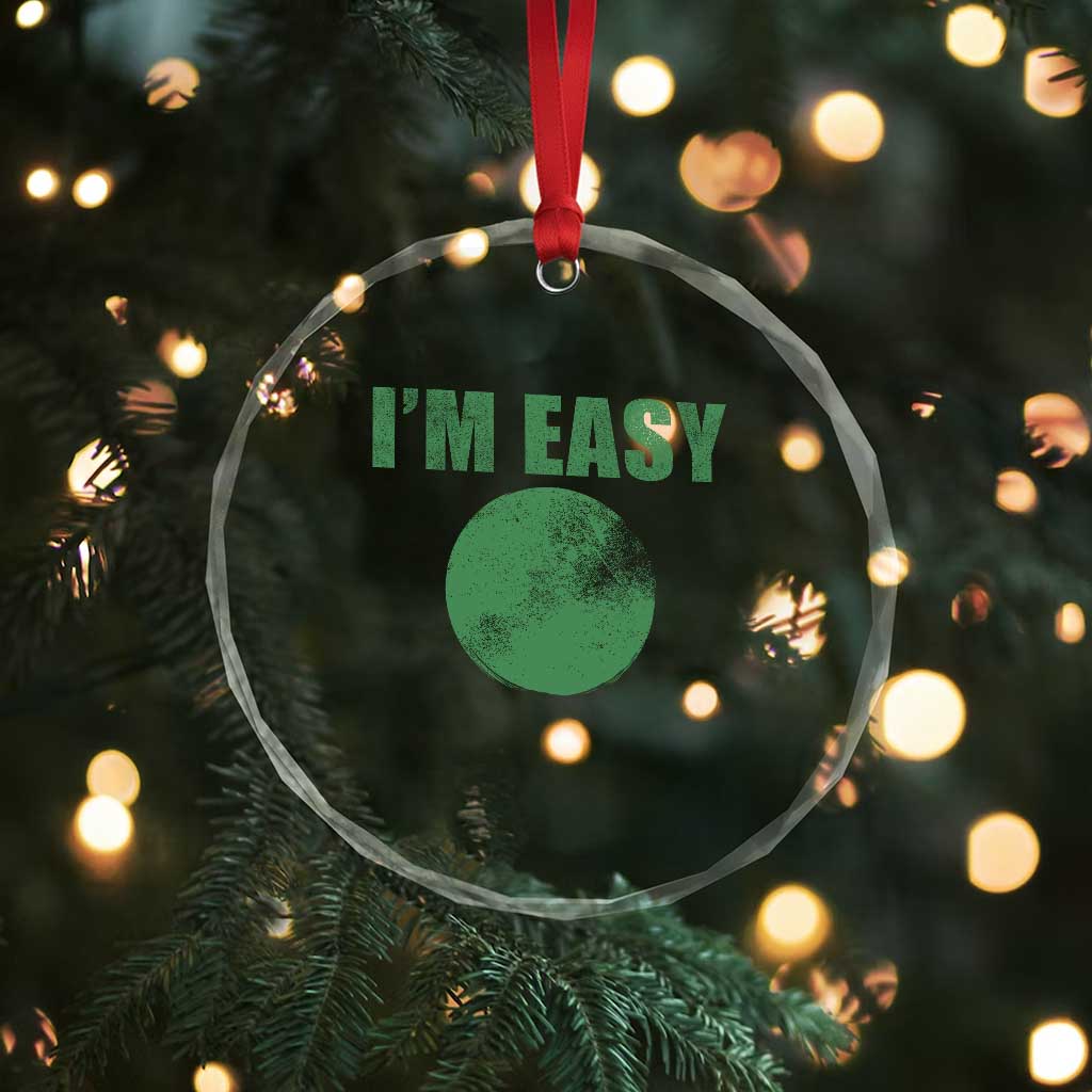 Funny I'm Easy Snowboard Ski Crystal Glass Ornament Green Circle Retro Mountain Sign - Wonder Print Shop