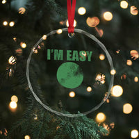 Funny I'm Easy Snowboard Ski Crystal Glass Ornament Green Circle Retro Mountain Sign - Wonder Print Shop