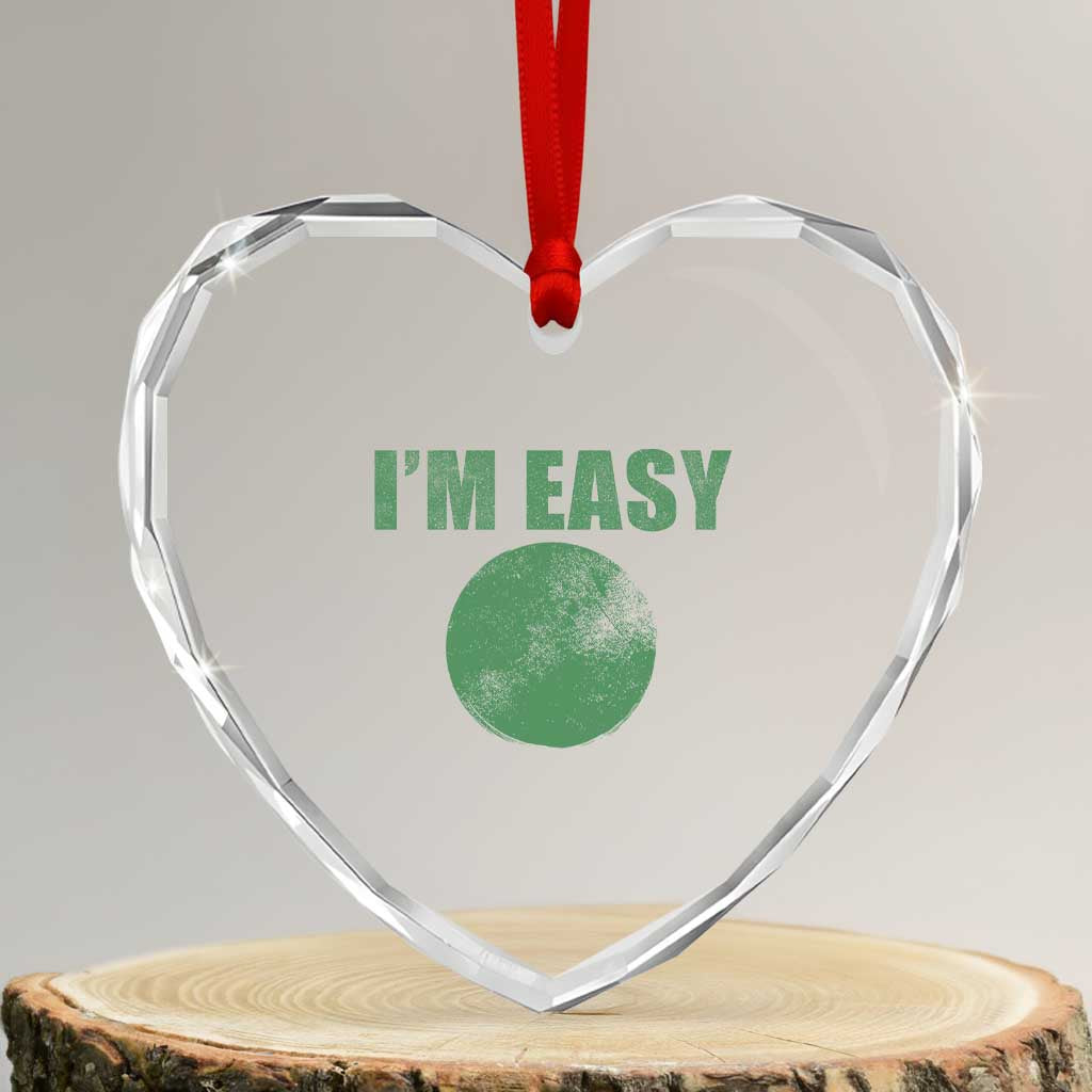 Funny I'm Easy Snowboard Ski Heart Crystal Glass Ornament Green Circle Retro Mountain Sign - Wonder Print Shop