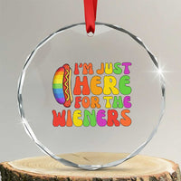 Funny Im Just Here For The Wieners Crystal Glass Ornament LGBTQ Pride Party Gift