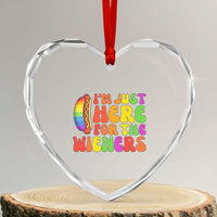 Funny Im Just Here For The Wieners Heart Crystal Glass Ornament LGBTQ Pride Party Gift