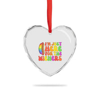Funny Im Just Here For The Wieners Heart Crystal Glass Ornament LGBTQ Pride Party Gift