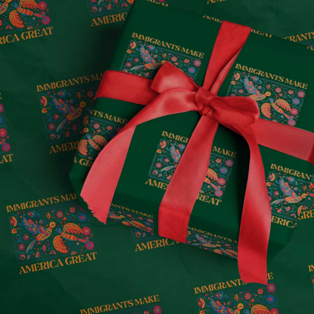 Funny Immigrants Make America Great Wrapping Paper Roll Floral Flower Birds Human Rights - Wonder Print Shop