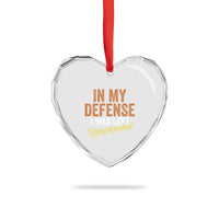 Funny In My Defense I Was Left Unsupervised Heart Crystal Glass Ornament Retro Vintage Sarcastic Joke - Wonder Print Shop