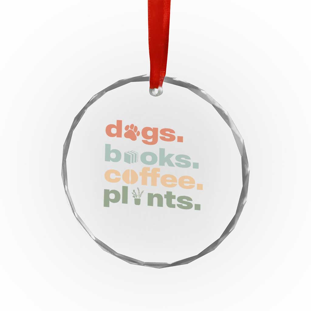 Funny Introvert Life Lover Crystal Glass Ornament Dogs Books Coffee And Plants