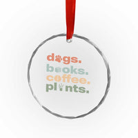 Funny Introvert Life Lover Crystal Glass Ornament Dogs Books Coffee And Plants