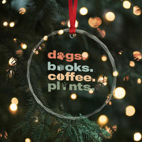 Funny Introvert Life Lover Crystal Glass Ornament Dogs Books Coffee And Plants