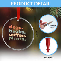 Funny Introvert Life Lover Crystal Glass Ornament Dogs Books Coffee And Plants
